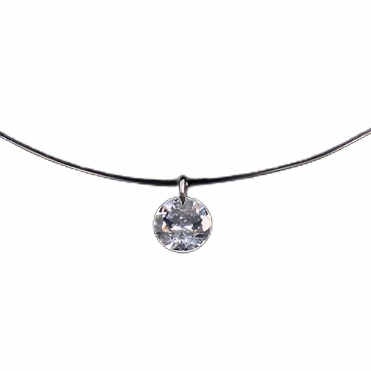 Tachyon Clear Round CZ Pendant - Silver