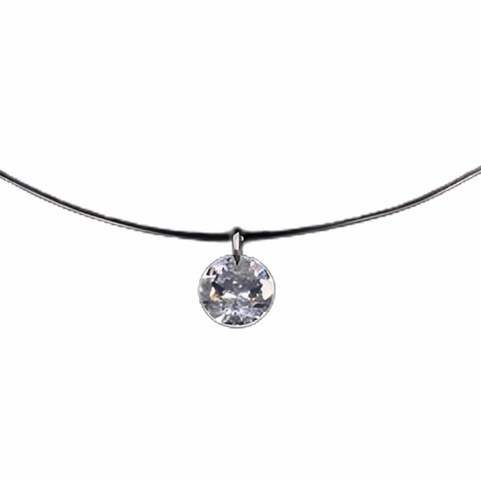 Tachyon Clear Round CZ Pendant - Silver
