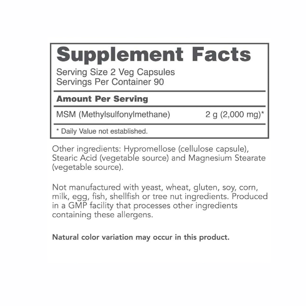 MSM Bio-Available Sulfur 180c