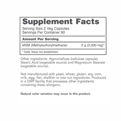 MSM Bio-Available Sulfur 180c