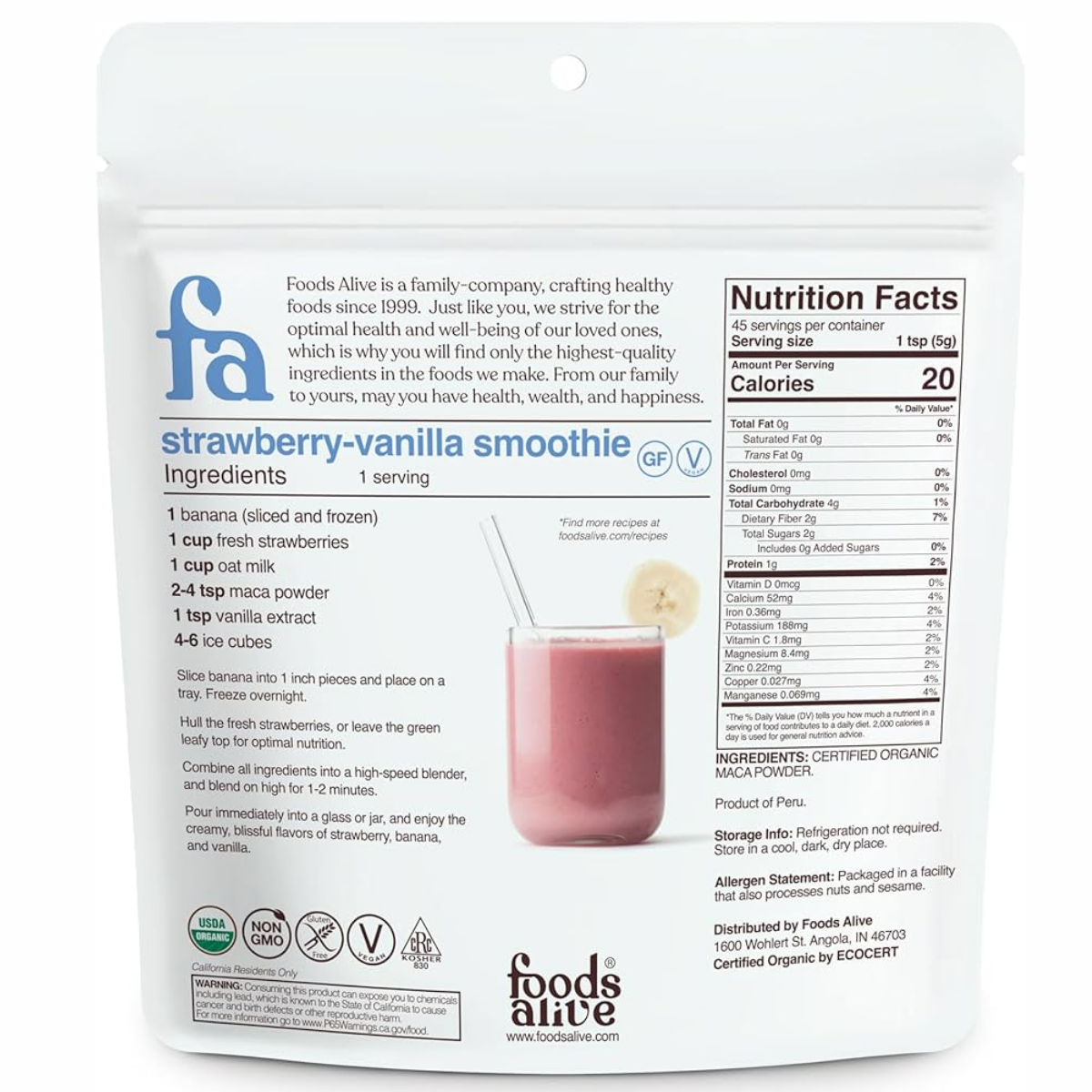 Organic Maca Root Powder by Foods Alive